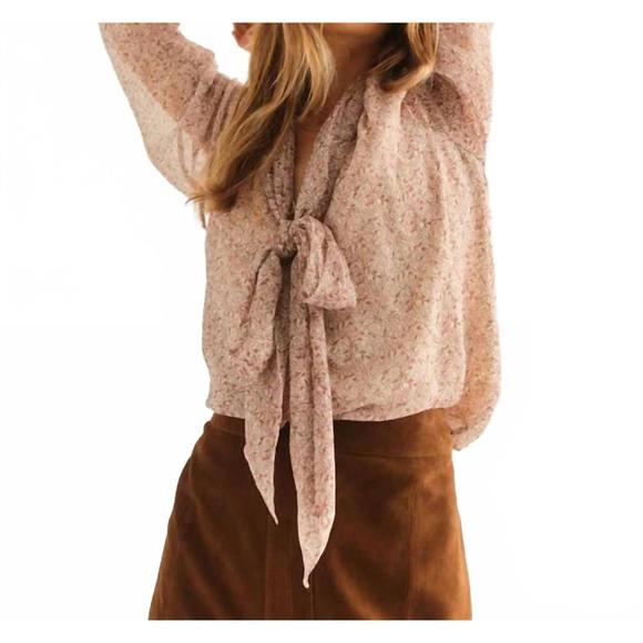NEW CARTOLINA NANTUCKET alma tie blouse in primrose floral ivory - Picture 1 of 2